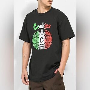 Cookies Aztecasunn Black Men’s T-Shirt 100% Cotton Size Medium NWOT